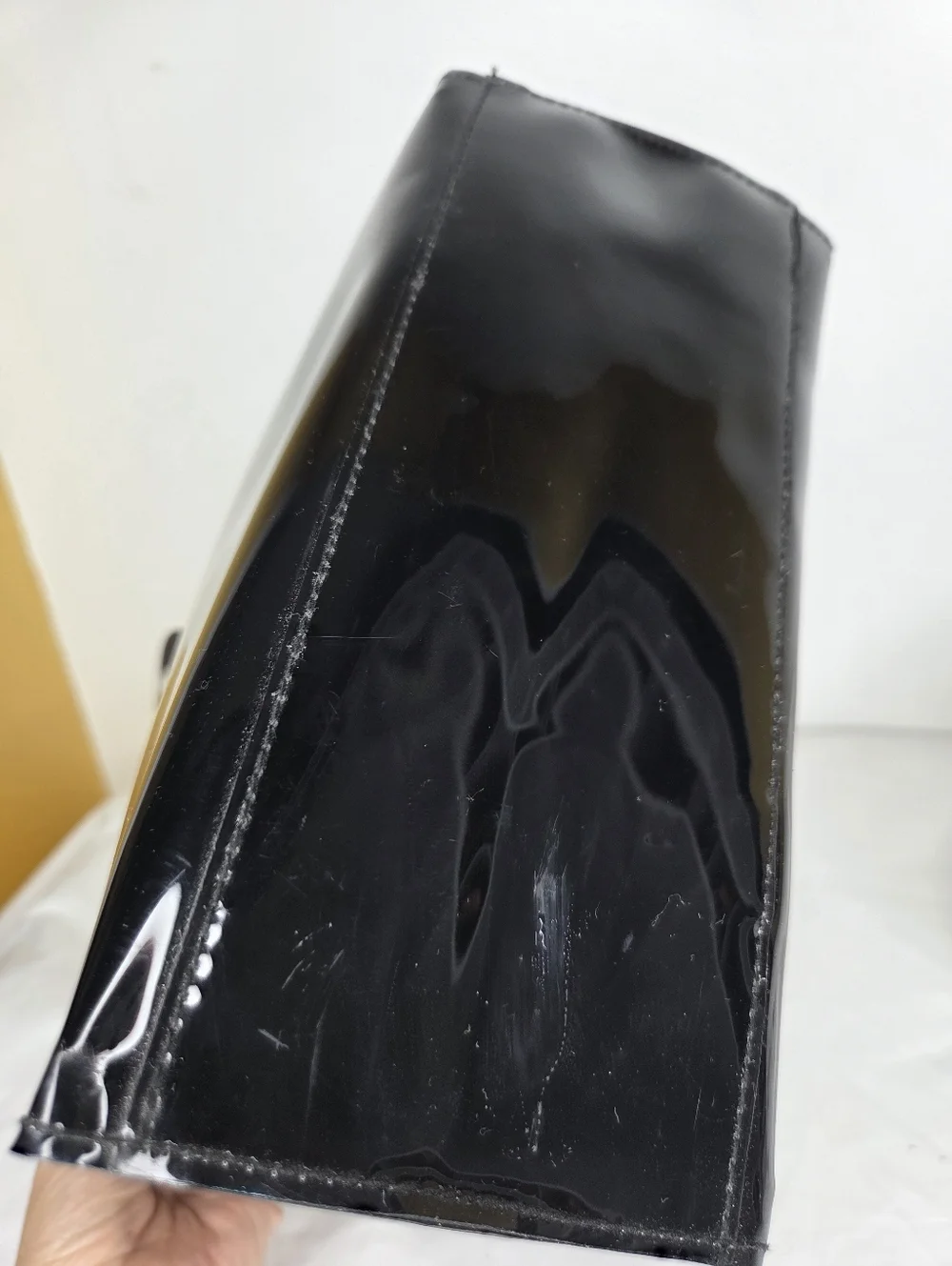 Ted Baker London Patent PVC Tote Bag Gold Bow In Glossy Black Finish - Picture 12 of 16